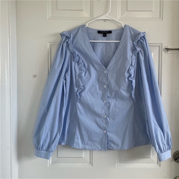Marc New York Tops - Marc New York Light Blue Ruffle Blouse